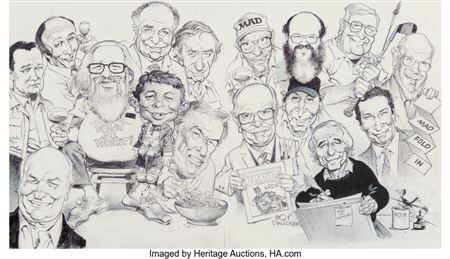 MAD Men, The Founding Lunatics of MAD, Vanity Fair interior illustration, 2008 by Mort Drucker - Auction record, sale price, and art valuation. Compare with similar artists and explore comparable artworks.