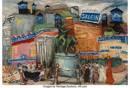 S. Klein, Union Square, New York City by Agnes Hart - Auction record, sale price, and art valuation. Compare with similar artists and explore comparable artworks.