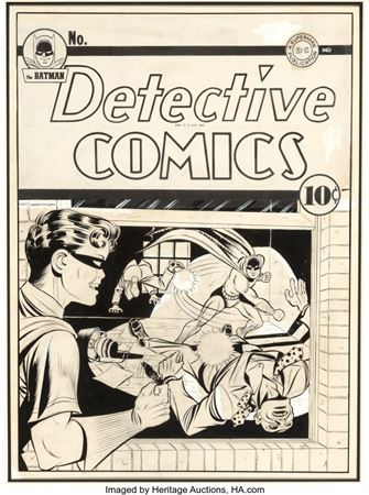 Sample artwork by Bob (Kahn) Kane (1915 - 1998), known for batman comic-strip artist - View similar artists and auction records