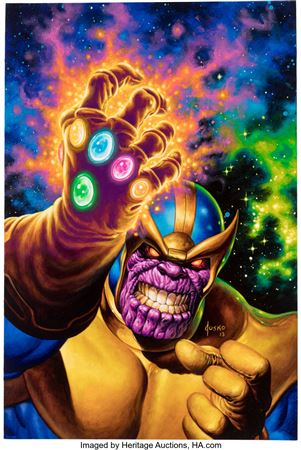 Joe Jusko - Thanos Painting Original Art (2013) by Joe Jusko - Auction record, sale price, and art valuation. Compare with similar artists and explore comparable artworks.