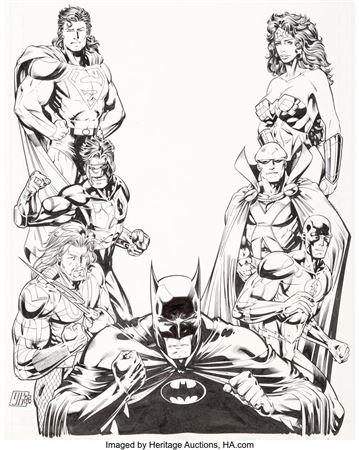 JLA "World's Greatest" Promotional Poster Illustration Original Art (DC, 1996) by Howard Porter - Auction record, sale price, and art valuation. Compare with similar artists and explore comparable artworks.