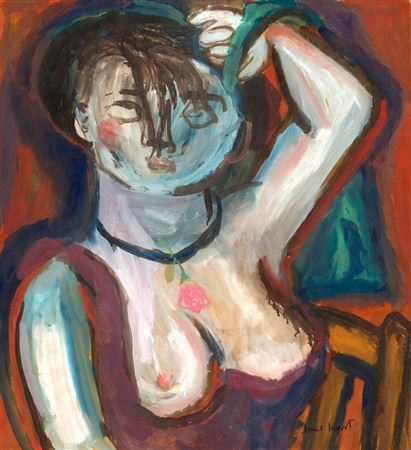 Undressing Self-Portrait (Combing Self-Portrait), c. 1940 by Margit Anna - Auction record, sale price, and art valuation. Compare with similar artists and explore comparable artworks.