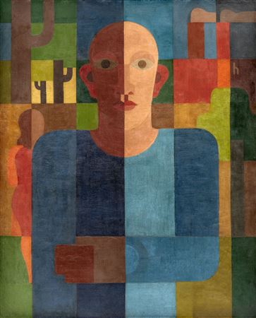 Sample artwork by Heinrich Hoerle (1895 - 1936), known for constructivist and realistic elements in wax crayon drawings - View similar artists and auction records