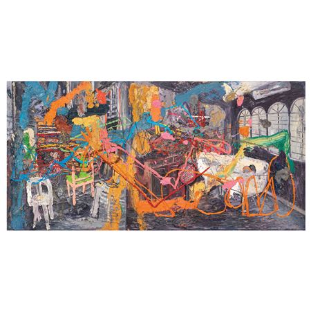 Sample artwork by Jigger Cruz (Born 1984), known for non objective highly colored intricately designed painting - View similar artists and auction records