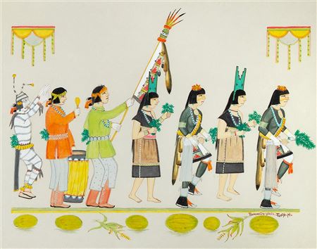 Untitled (Pueblo Ceremony) by Romando Vigil - Auction record, sale price, and art valuation. Compare with similar artists and explore comparable artworks.