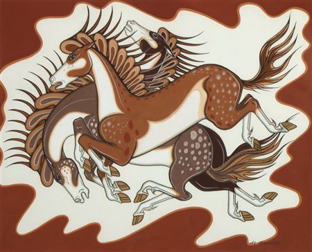 Untitled (Horses) by Alfred Momaday - Auction record, sale price, and art valuation. Compare with similar artists and explore comparable artworks.
