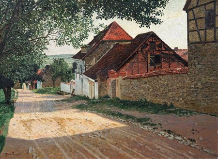 Dorfstraße im Weimarer Land. 1927. by Erwin Braune - Auction record, sale price, and art valuation. Compare with similar artists and explore comparable artworks.