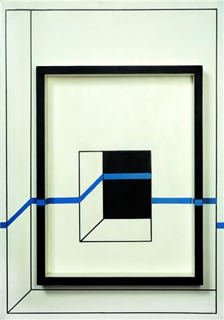 Sample artwork by Edward Krasinski (1925 - 2004), known for conceptual art, minimalism, blue tape design, mixed media - View similar artists and auction records