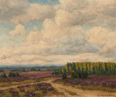Wolken in der Heide by Medardus Kruchen - Auction record, sale price, and art valuation. Compare with similar artists and explore comparable artworks.