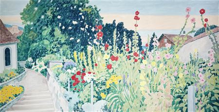 "Sommergarten mit Rittersporn" by Roman Candio - Auction record, sale price, and art valuation. Compare with similar artists and explore comparable artworks.