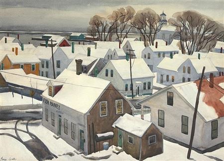 Fish Market, Provincetown by George David Yater - Auction record, sale price, and art valuation. Compare with similar artists and explore comparable artworks.