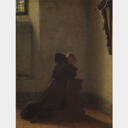Monk in prayer by Jacques Alfred Van Muyden - Auction record, sale price, and art valuation. Compare with similar artists and explore comparable artworks.
