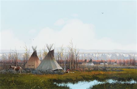 Peaceful Days of the Past; Morning Camp (2) by John Strain - Auction record, sale price, and art valuation. Compare with similar artists and explore comparable artworks.