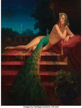 Lady and Peacock by Edward Eggleston - Auction record, sale price, and art valuation. Compare with similar artists and explore comparable artworks.