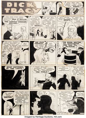 Chester Gould Dick Tracy Sunday Comic Strip Original Art dated 9-1-40 (Chicago Tribune Syndicate, 1940) by Chester Gould - Auction record, sale price, and art valuation. Compare with similar artists and explore comparable artworks.