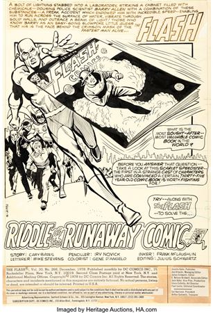 Flash #268 Complete 17-Page Story "Riddle of the Runaway Comic" Original Art (DC, 1978) by Irving Novick - Auction record, sale price, and art valuation. Compare with similar artists and explore comparable artworks.