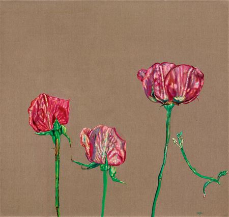 Three-Branched Flower by Jin Cai - Auction record, sale price, and art valuation. Compare with similar artists and explore comparable artworks.
