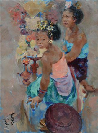 Two Balinese Girls with Offerings by Roland Strasser - Auction record, sale price, and art valuation. Compare with similar artists and explore comparable artworks.