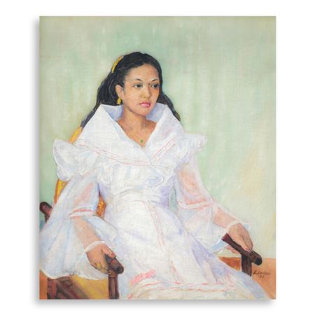 Lady in Maria Clara (Juliet Reyes) by Victorio Edades - Auction record, sale price, and art valuation. Compare with similar artists and explore comparable artworks.