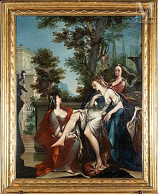 Sample artwork by Vittorio Maria Bigari (1692 - 1776), known for decorative illusion painting, scenography, large scale palace  murals, ceiling frescoes - View similar artists and auction records