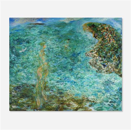Sea with Figures & White Birds by Rex Ashlock - Auction record, sale price, and art valuation. Compare with similar artists and explore comparable artworks.