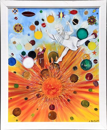 Sample artwork by Andrea Badami (1913 - 2002), known for naive figure and genre painting - View similar artists and auction records