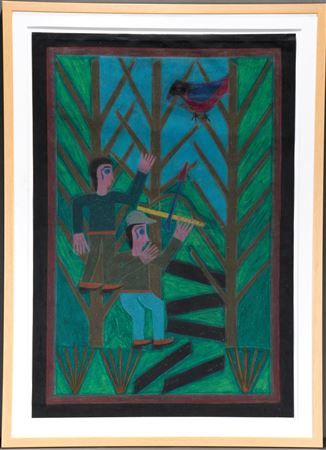 Bow Hunting Quail by Eddie Arning - Auction record, sale price, and art valuation. Compare with similar artists and explore comparable artworks.