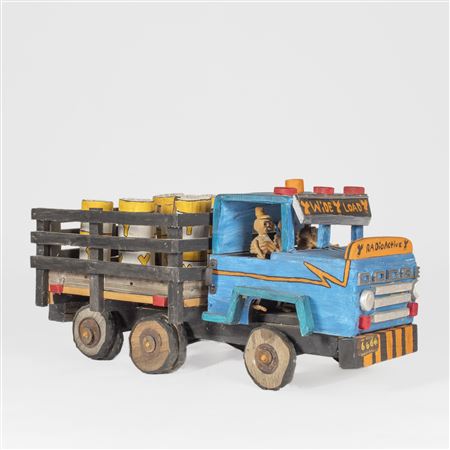 Sample artwork by Nicholas Herrera (Born 1964), known for naive wood carved santeros - View similar artists and auction records