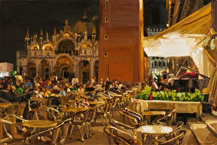 Sample artwork by Jan De Vliegher (Born 1964), known for porcelain plates and figure, landmark and genre paintings, teaching - View similar artists and auction records
