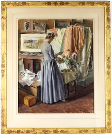 "In the Studio" by Ben Solowey - Auction record, sale price, and art valuation. Compare with similar artists and explore comparable artworks.