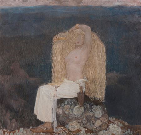Sample artwork by John Albert Bauer (1882 - 1918), known for painting, fairy tale illustration - View similar artists and auction records