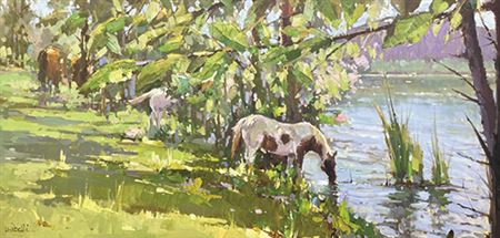 Watering Hole by Michele Usibelli - Auction record, sale price, and art valuation. Compare with similar artists and explore comparable artworks.