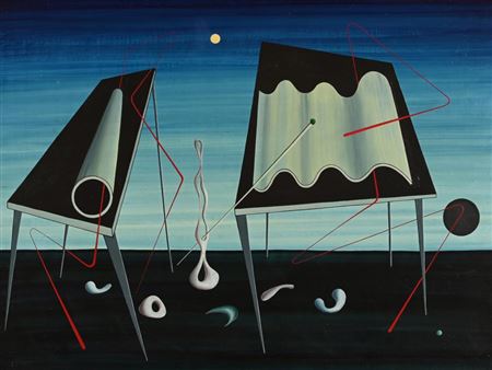 Beach at Night, 1960 by Walter Grab - Auction record, sale price, and art valuation. Compare with similar artists and explore comparable artworks.