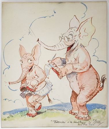 Interview at the Inland Empire Press Club, 3-25-41 by Tony Sarg - Auction record, sale price, and art valuation. Compare with similar artists and explore comparable artworks.
