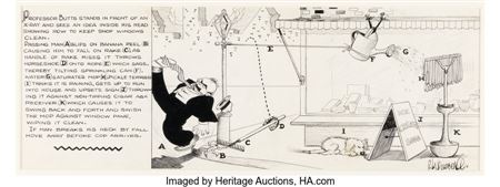 Daily Comic Strip Original Art (undated) by Rube Lucius Goldberg - Auction record, sale price, and art valuation. Compare with similar artists and explore comparable artworks.