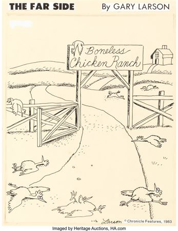 Sample artwork by Gary Larson (Born 1950), known for illustrator-cartoon - View similar artists and auction records