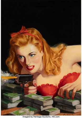 Sample artwork by Richard James Lillis (1899 - 1994), known for pulp illustration, magazine covers - View similar artists and auction records