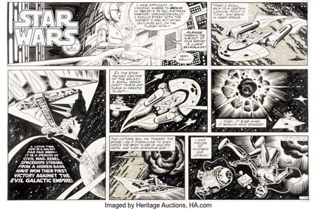 Sample artwork by Russ (Russell) George Manning (1929 - 1981), known for book and newspaper comic strip artist, penciller - View similar artists and auction records