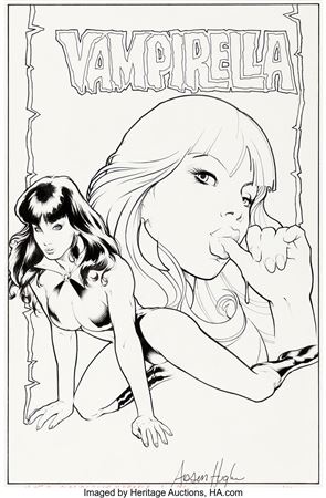 Sample artwork by Adam Hughes (Born 1967), known for comic strip - View similar artists and auction records