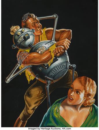 Revolt of the Robots, Fantastic Adventures pulp magazine cover by Robert Fuqua - Auction record, sale price, and art valuation. Compare with similar artists and explore comparable artworks.
