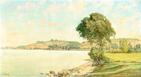 Summer at Lake Balaton (Szántód) by Arpad Basch - Auction record, sale price, and art valuation. Compare with similar artists and explore comparable artworks.