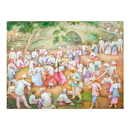 Fiesta by Antonio Mahilum - Auction record, sale price, and art valuation. Compare with similar artists and explore comparable artworks.