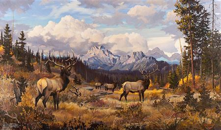 Sample artwork by Elmer Sprunger (1919 - 2007), known for wildlife, landscape, commercial art - View similar artists and auction records