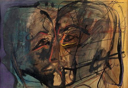 Sample artwork by Jaume Genovart (1941 - 1994), known for "genographies" - simplified landscapes with letters and significant elements - View similar artists and auction records