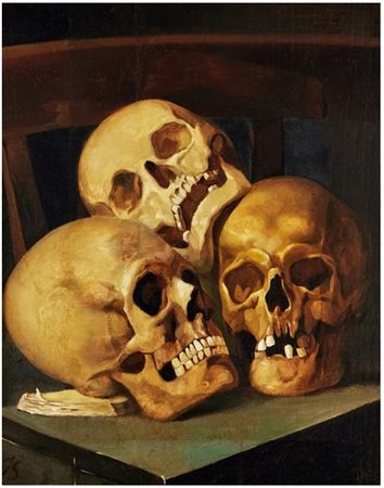 Study of Three Skulls by Jan August Hendrik Leys - Auction record, sale price, and art valuation. Compare with similar artists and explore comparable artworks.
