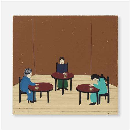 Untitled (Three Ladies Drinking Tea) by Clare Rojas - Auction record, sale price, and art valuation. Compare with similar artists and explore comparable artworks.