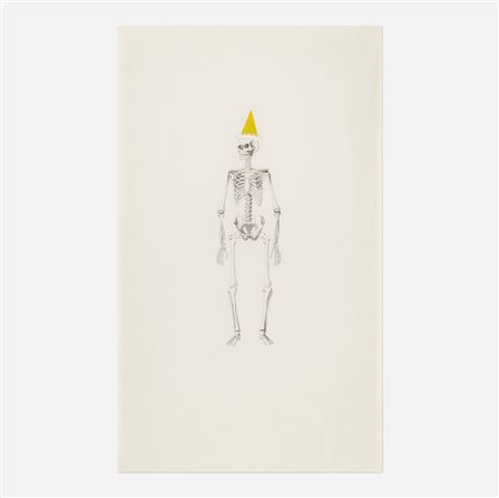 Untitled (Skeleton with Party Hat #7) by Michael Jenkins - Auction record, sale price, and art valuation. Compare with similar artists and explore comparable artworks.