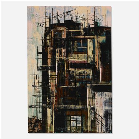 Sample artwork by Richard Florsheim (1916 - 1979), known for mod urban view, marine, graphics - View similar artists and auction records