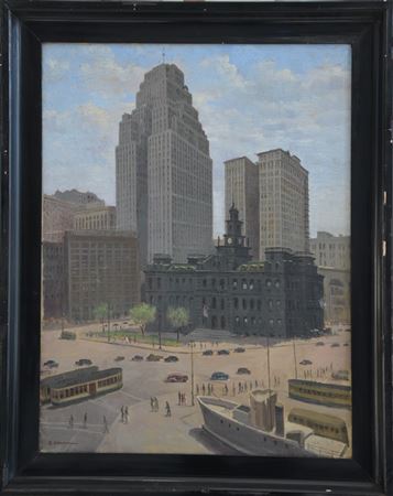 City Hall in Detroit by Franco Colella - Auction record, sale price, and art valuation. Compare with similar artists and explore comparable artworks.
