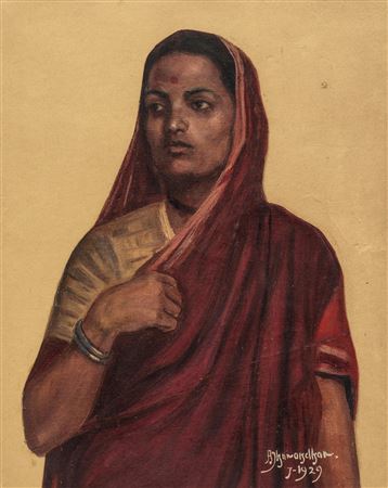 Woman in a red sari